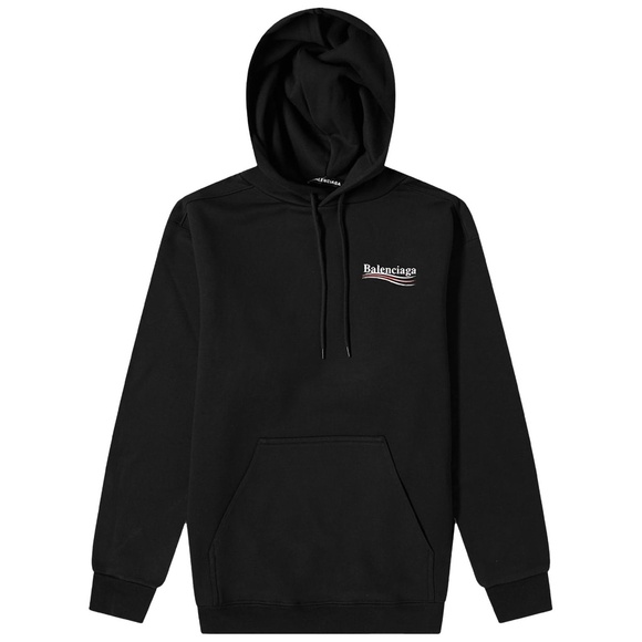 size L - Balenciaga Political Campaign Hoodie Black Hooded Sweatshirt